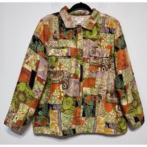 Vintage Nexx Boho Patchwork 100% Silk Jacket Size‎ Large Vibrant Retro 70s Style